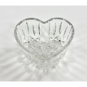 Vintage 1992 FTD Crystal Heart Bowl Lead Glass Valentine Candy Dish Trinket Dish